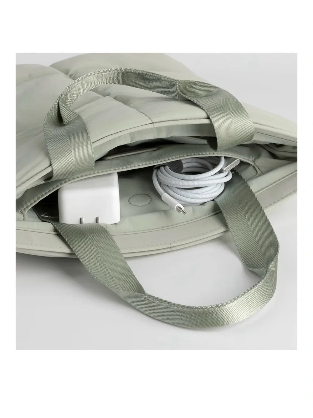 Comfyable Puffy Laptop Sleeve Padded Quilted Carrying Case Bag - Sage Green